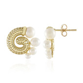 Boucles d'oreilles en or et Perle blanche de culture d'eau douce (Ornaments by de Melo)