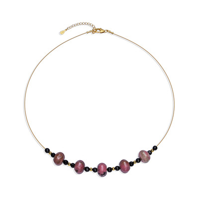 Collier en acier inoxydable et Rhodonite