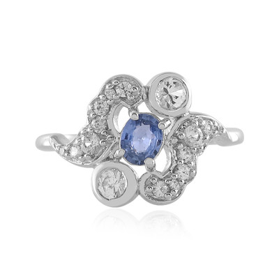 Bague en argent et Saphir bleu de Ceylan non chauffé