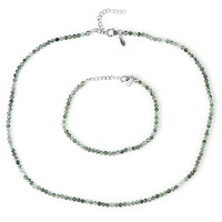 Parure en argent et Quartz rutile vert