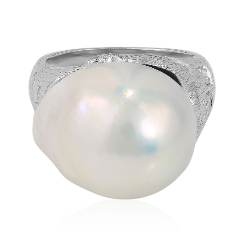Bague perles 2,5mm pendentif lune zircons