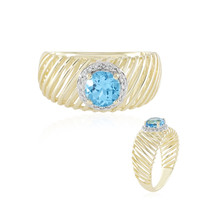 Bague en or et Topaze bleu Suisse (Ornaments by de Melo)