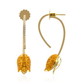 Boucles d'oreilles en or et Saphir jaune de Ceylan (Estée Collection)