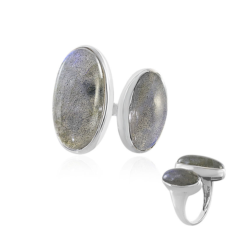 Bague en argent et Labradorite bleue de Maniry KM by Juwelo