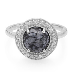 Bague en argent et Obsidienne Flocon-de-Neige