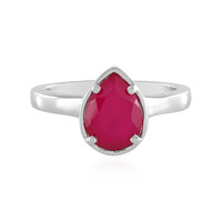 Bague en argent et Calcedoine framboise