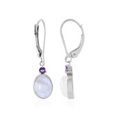 Boucles d'oreilles en argent et Pierre de Lune arc-en-ciel