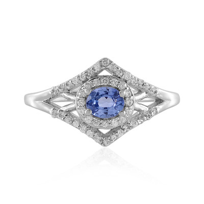 Bague en argent et Saphir bleu de Ceylan non chauffé