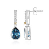 Boucles d'oreilles en argent et Topaze bleu de Londres (Granulieren)