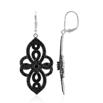 Boucles d'oreilles en argent et Spinelle noir