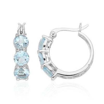 Boucles d'oreilles en argent et Topaze bleu ciel