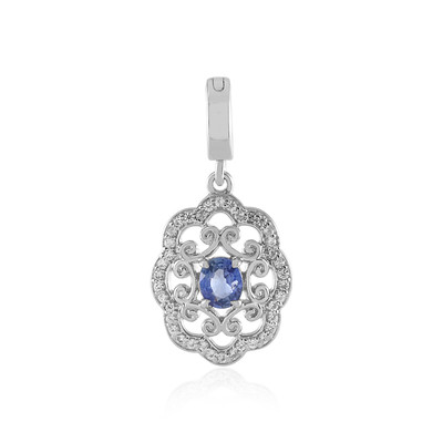 Pendentif en argent et Saphir bleu de Ceylan non chauffé