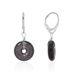 Boucles d'oreilles en argent et Obsidienne à reflets argentés