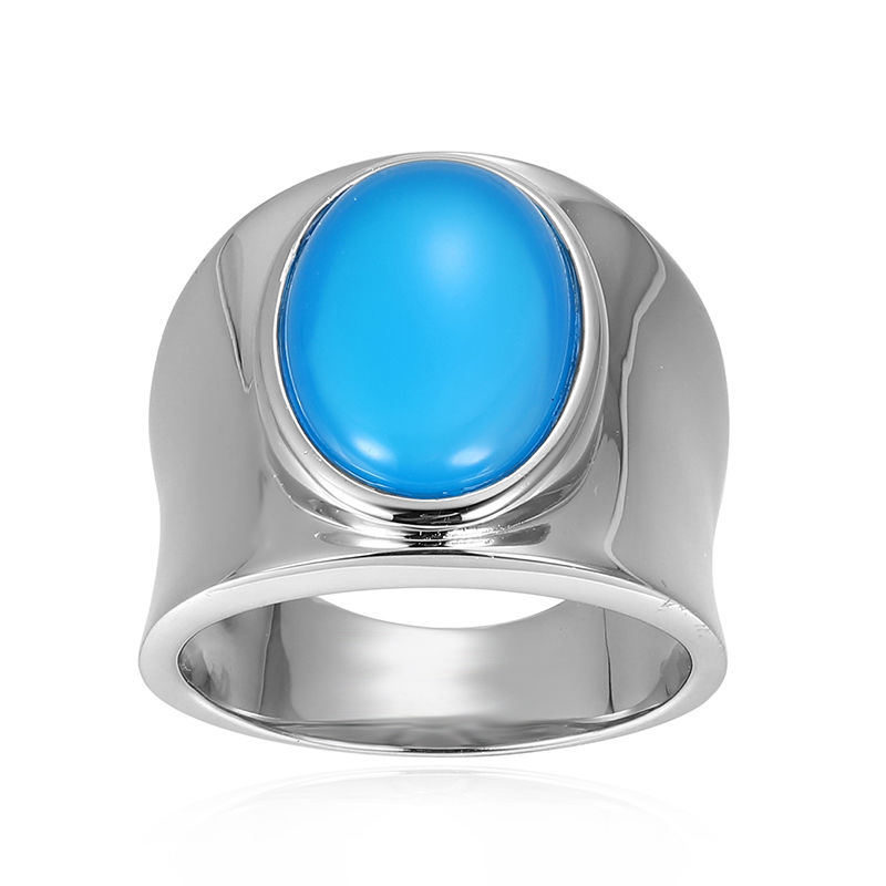 Bague en argent et Agate bleue 1060WA Juwelo Bijouterie