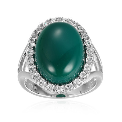 Bague en argent et Agate verte