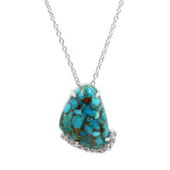 Collier en argent et Turquoise cuivrée bleue (Faszination Türkis)