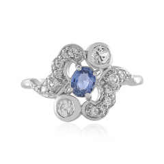 Bague en argent et Saphir bleu de Ceylan non chauffé