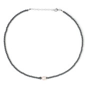 Collier en argent et Perle blanche de culture d'eau douce (Riya)