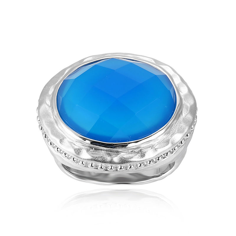 Bague en argent et Agate bleue 6035JB Juwelo Bijouterie