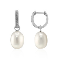 Boucles d'oreilles en argent et Perle blanche de culture d'eau douce