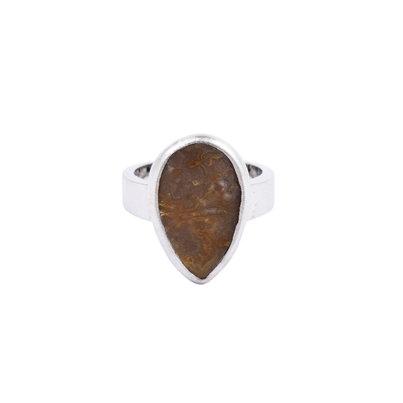 Bague en argent et Agate mousse marron 9024BG Juwelo Bijouterie