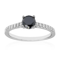 Bague en platine et Diamant noir