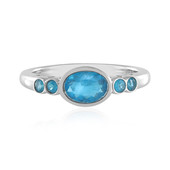 Bague en argent et Apatite bleu néon