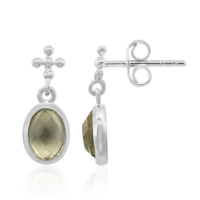 Boucles d'oreilles en argent et Quartz olive