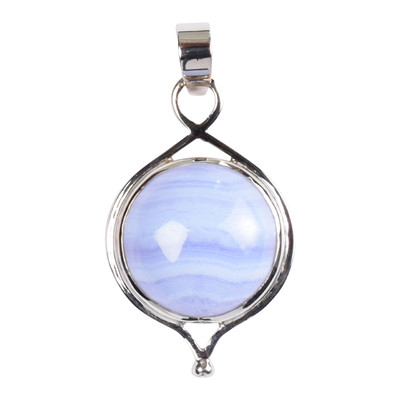 Pendentif en argent et Calcédoine bleue