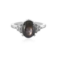 Bague en argent et Saphir étoilé noir