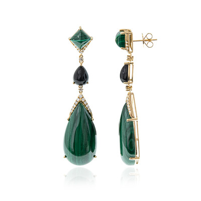 Boucles d'oreilles en or et Malachite (CIRARI)