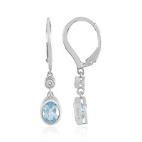 Boucles d'oreilles en argent et Topaze bleu ciel