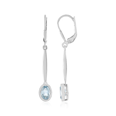 Boucles d'oreilles en argent et Topaze bleu ciel (KM by Juwelo)