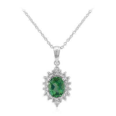 Collier en argent et Topaze vert papillon