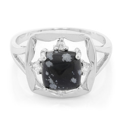 Bague en argent et Obsidienne Flocon-de-Neige