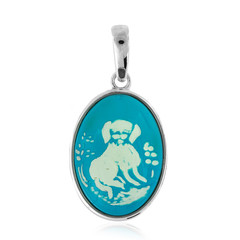 Pendentif en argent et Ambre bleue