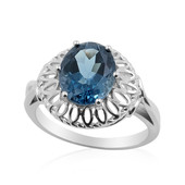 Bague en argent et Topaze bleu de Londres