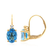 Boucles d'oreilles en or et Topaze bleu Suisse