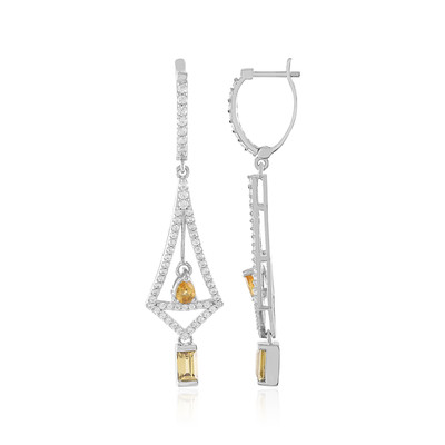 Boucles d'oreilles en argent et Zircon jaune