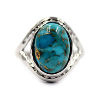 Bague en argent et Turquoise cuivrée bleue (Faszination Türkis)