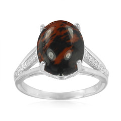 Bague en argent et Obsidienne acajou