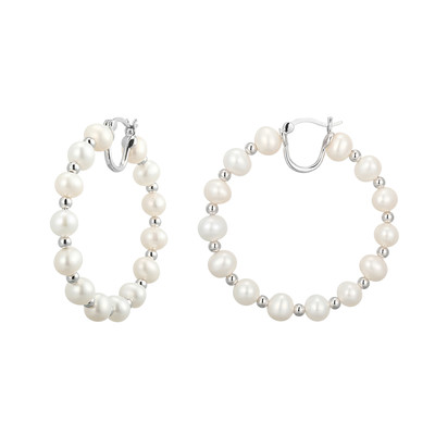 Boucles d'oreilles en argent et Perle blanche de culture d'eau douce