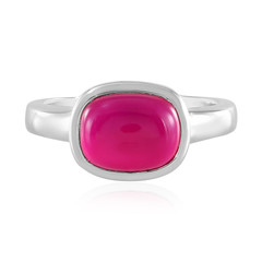 Bague en argent et Calcedoine framboise