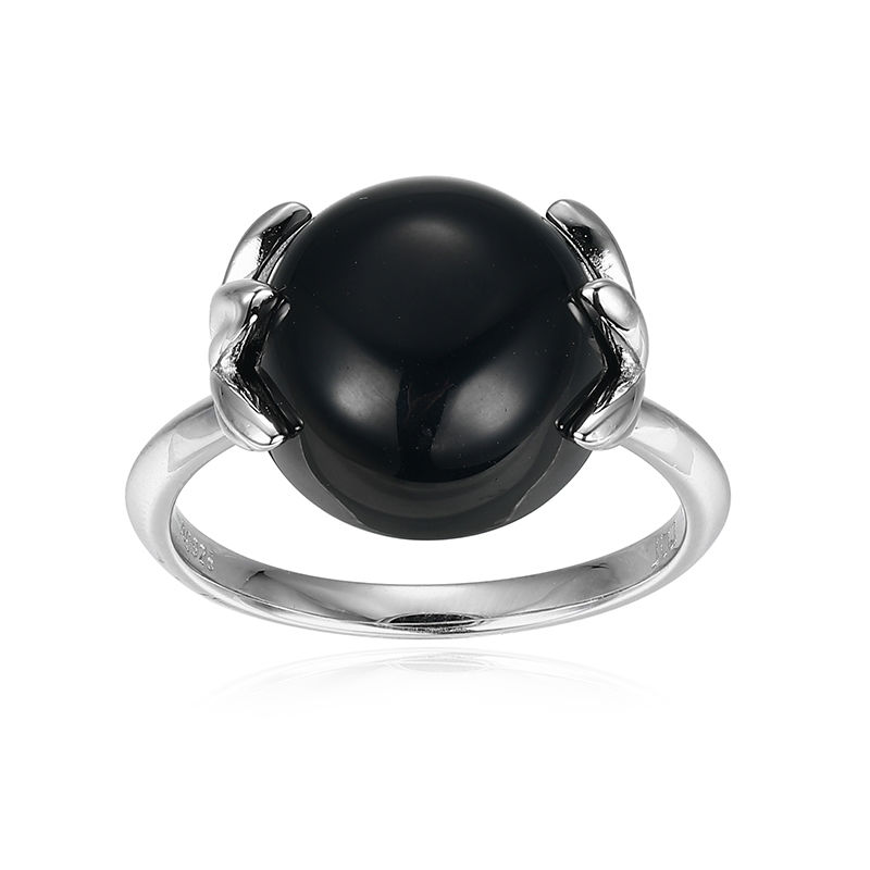 Bague en argent et Agate noire 9306PO Juwelo Bijouterie