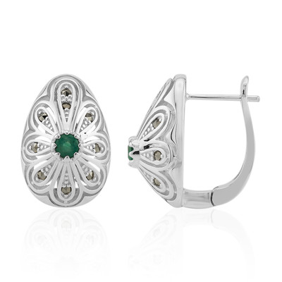 Boucles d'oreilles en argent et Emeraude de Zambie (Annette classic)