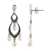 Boucles d'oreilles en argent et Perle blanche de culture d'eau douce