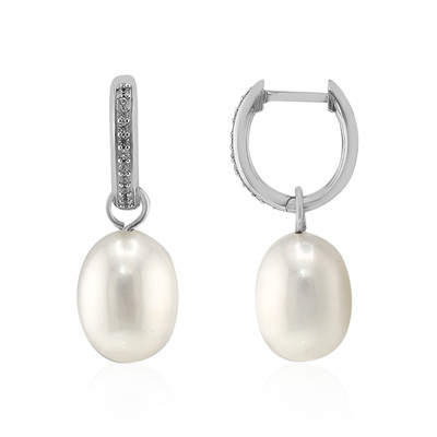 Boucles d'oreilles en argent et Perle blanche de culture d'eau douce