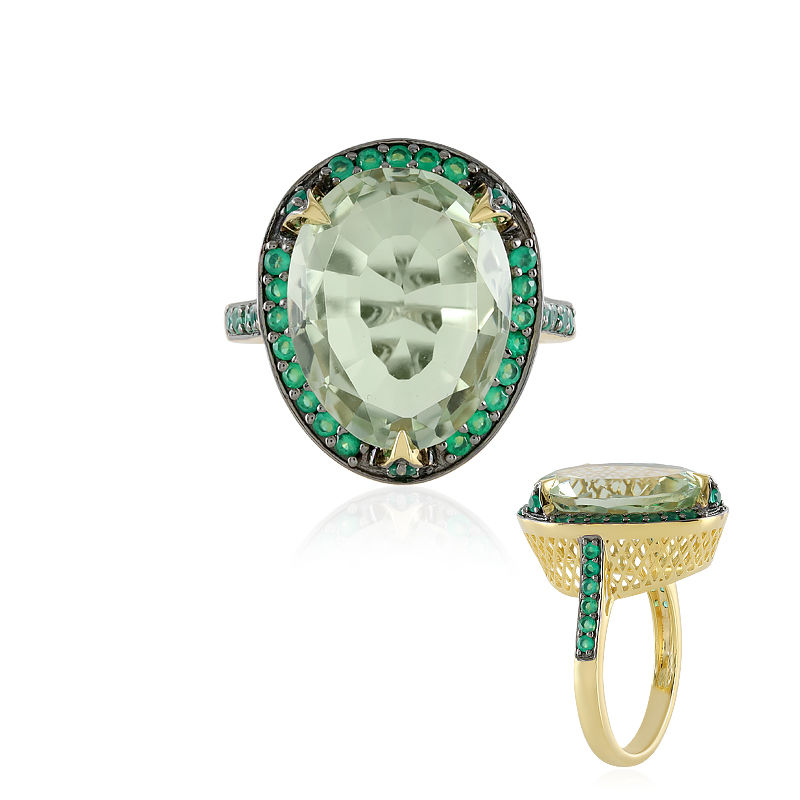 Bague en argent et Am thyste verte 7881FH Juwelo Bijouterie