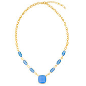 Collier en laiton et Calcédoine bleue (Juwelo Style)