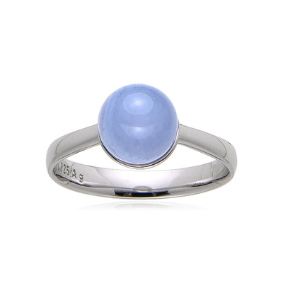 Bague en argent et Agate zonée bleue